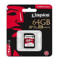 Kingston Canvas React SD 64GB SDXC Class 10 U3 100เมกะไบต์/วินาที SD Card-Sdr/ 64GB