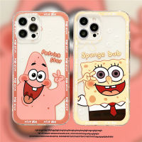 เคสนิ่มแบบใสเคสสำหรับ IPhone 11 12 13 14 Pro Max ฝาหลัง6 7 8 Plus XR XS Max 14 Plus 12 13 Mini น่ารัก Spongebob ปลาดาวแพททริกคู่เคสโทรศัพท์โทรศัพท์มือถือกันกระแทก