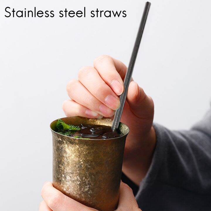 set-of-12-stainless-steel-straws-reusable-metal-drinking-straws-straight-straws-2-cleaning-brushes