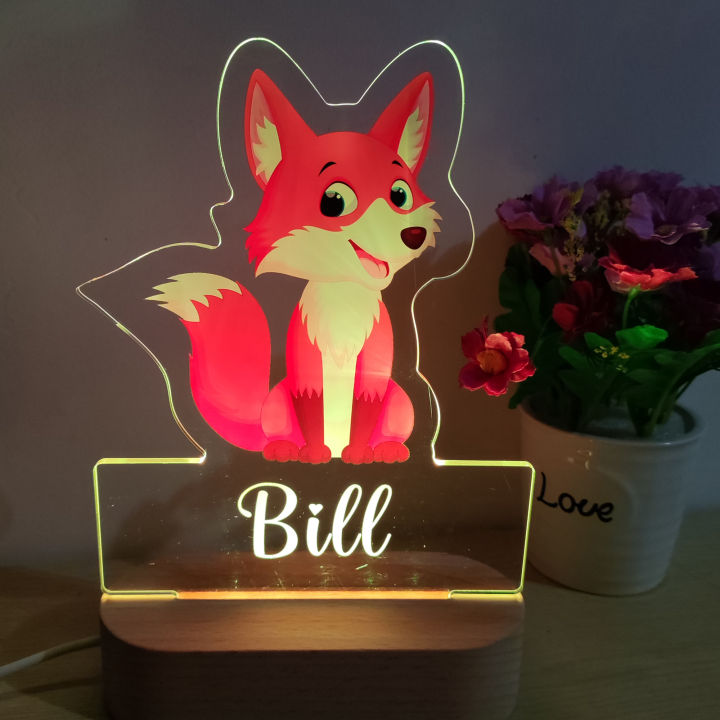 fox-shape-led-usb-custom-ชื่ออะคริลิค-night-light-ส่วนบุคคลการ์ตูนโคมไฟอะคริลิคสำหรับเด็กทารก-kids-children-room