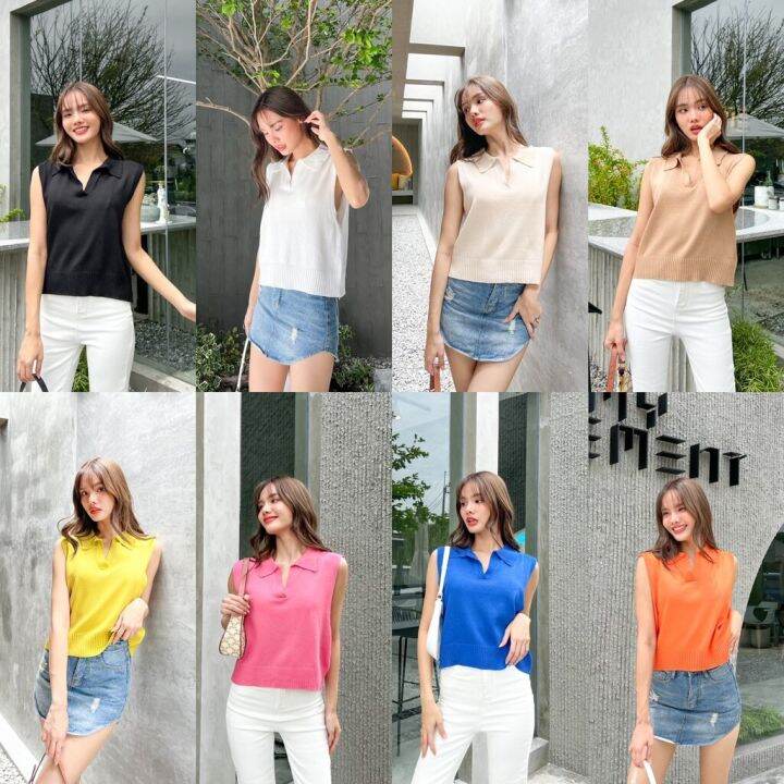 เสื้อไหมพรมคอปกแขนกุด-ทรงโอเวอร์ไซส์-wynn