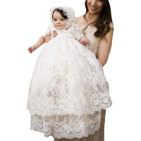 Vintage Infant Baby Girls Flower Dresses Lace Christening Gowns Newborn Babies Baptism Clothes Princess Birthday Party Dresses