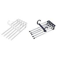 2Pcs Multi-Layer Telescopic Folding Pants Rack Stable Durable Rustproof S-Shaped Telescopic Folding Hanger Cabides
