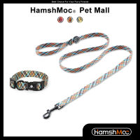 HamshMoc ลายปลอกคอสุนัขและสายจูงชุดปรับปลอกคอสัตว์เลี้ยงจูงสุนัขนุ่มสำหรับสุนัขขนาดใหญ่ขนาดกลางขนาดเล็ก