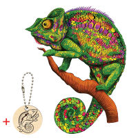 Unique Wooden Animal Jigsaw Puzzles Mysterious Chameleon Puzzle Gift s Kids Educational Fabulous Gift Interactive Games Toy