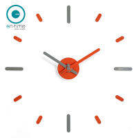 On-Time นาฬิกาไม่เจาะผนัง รุ่น V2 (Gray-Orange) สีเทา-ส้ม นาฬิกาDIY ตกแต่งผนังบ้าน ขนาดติดตั้ง 56 cm. ตาม Pattern