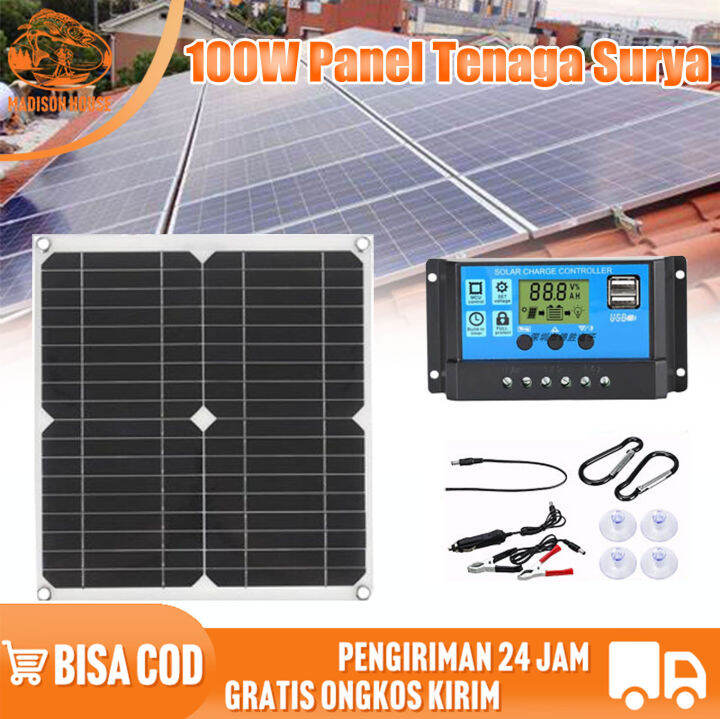 [Barang Spot/Bisa COD] Panel Tenaga Surya 100W 18V /60W 12V+ 10-80A LCD ...