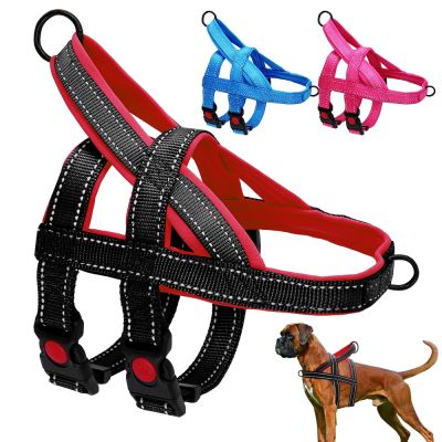 No Pull Nylon Dog Harness Reflective Adjustable Dog Harness Vest For Medium Large Dogs Walking Training Belt Pet Supplies Collars