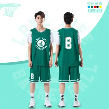 Mesh fake two-piece sports basketball shirt college short-sleeved