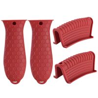 4 Pack Silicone Hot Handle Holders Cover Cast Iron Skillet Handle Cover Pot Handle Holder Sleeve Heat Resistant