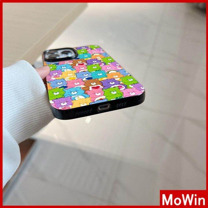 ganzha3965-mowin-เข้ากันได้สำหรับ-เคสไอโฟน-เคสไอโฟน11-เคส-iphone-11-สำหรับ-iphone-14-pro-max-เคส-iphone-สีดำเงา-tpu-เคสอ่อนกันกระแทกป้องกันกล้องน่ารักการ์ตูนหมีเข้ากันได้กับ-iphone-13-pro-max-12-pro-m