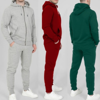 Mens Sports Suit Winter Autumn Basketball Jogging Solid Color Cotton Large Size Sports Set Run Fitness Warm Men Jogging Suits