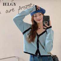 IELGY เสื้อสเวตเตอร์ถักสีคมชัดของผู้หญิง