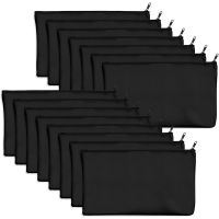 ✜ 15 Pcs Black Blank Canvas Bag 8.3X4.7in Stationery Storage Zipper Bag Diy Graffiti Pencil Case Diy Gift Bag