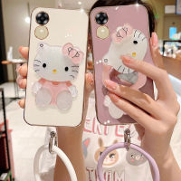 เคสOPPO Realme C55 NFC Reno8 T Reno 8t 5g 4g A78 5G A17K ที่มีรอบสร้อยข้อมือน่ารักคิตตี้กระจกแต่งหน้าลูกอมสีซิลิโคนอ่อนนุ่มปลอกเคสโทรศัพท์ OPPO A17Kเคสล่าสุด2022โทรศัพท์ปกกรณี