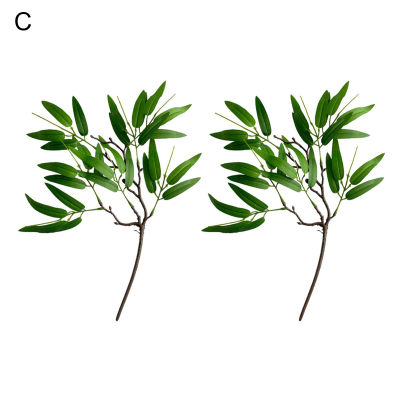 Sanwood ไม้พาย®ต้นไม้เทียม2กิ่งการเก็บรักษาความสดใหม่ทำจาก UV ทนทานต่อแสงใบยูคาลิปตัสสีเขียวอ่อนประดับตกแต่งงานปาร์ตี้ต้นไม้เทียมยืดหยุ่น