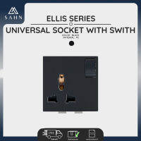 Universal Socket ปลั๊ก [SAHN] เต้ารับ 3 รู พร้อมสวิตซ์เปิด-ปิด รุ่น Ellis (E10S) ผลิตจากโพลีคาร์บอเนต ดีไซน์สวยงาม และทันสมัย