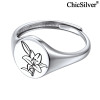 Chicsilver nhẫn biểu tượng hoa khai sinh nhẫn tuyên bố hoa bằng bạc - ảnh sản phẩm 1