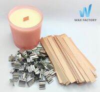 ไส้เทียนไม้พร้อมชุดฐานรอง Wooden Wick set 10 ชิ้น ยาว 15 cm