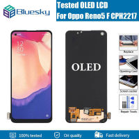 Bluesky 6.43 Amoled สำหรับ Reno5 Oppo F 5F Reno จอแสดงผล LCD CPH2217ดิจิไทเซอร์หน้าจอสัมผัสสำหรับ Reno5 F 5F ชิ้นส่วนซ่อมจอสำรอง