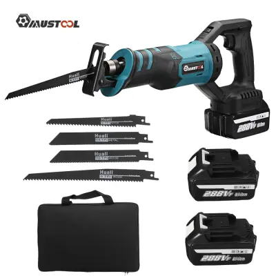 288VF ไร้สายไร้สาย Reciprocating Saw 2400W ปรับ3ทิศทางโหมดแบตเตอรี่เลื่อยตัดของแบบพกพาเครื่องมือ + 4ใบเลื่อยดาบเลื่อยสำหรับต้นไม้พีวีซี