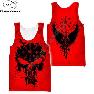 Viking symbol Raven Tattoo Red 3D Printed Men vest Summer Harajuku Sleeveless T-shirt Unisex Casual Polyester Tank Tops BX-68