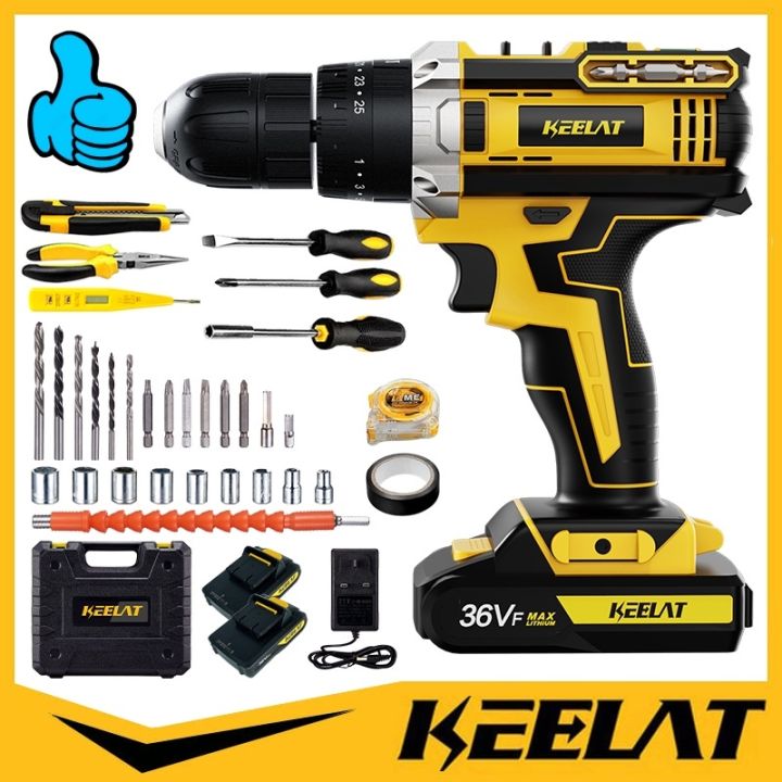 Keelat 12V/18V/36V Cordless Impact Drill Battery Set Power Drill Car ...