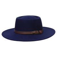 [COD] New British elegant round-shaped concave flat-topped woolen 8cm top hat men and women fashion