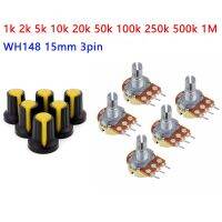 5 PCS WH148ชุดคาร์บอน15Mm 3pin B1K 2K 5K 10K 20K 50K 100K 250K 500K 1M ลูกบิดหมุนหมวกสีเหลือง