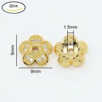 (อุปกรณ์ลูกปัด) 2-5ชิ้นหมวกลูกปัดคิวบิกเซอร์โคเนียปูขนาดเล็กทองเหลือง5กลีบใสแพลทินัม10X4X3มม. รู: เครื่องประดับ DIY 1มม. และอื่นๆ