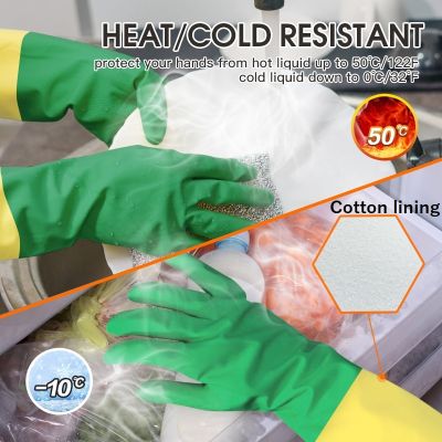 Cleaning Gloves Kitchen Waterproof winceyette Dishwashing Glove Durable Rubber Dish Washing for Household Chores Cleaning Safety Gloves