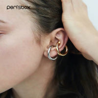 PerisBox Trendy Solid Gold Cartilage Earrings Geometric Circle Ear Cuff Durable Purpose Simple Clip Earrings Without Piercing