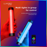 LUXCEO หลอดไฟ RGB กันฝน IP67ในตัวพร้อมแบตเตอรี่และแม่เหล็กควบคุมผ่านแอปแฟลชวิดีโอ LED สำหรับถ่ายภาพในสตูดิโอ