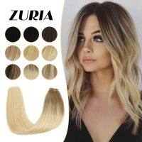 ZURIA Straight Bundles Mini Tape In Human Hair Extensions Invisible Skin Weft Adhesive 12" 100% Natural Real Short Wig For Women Wig  Hair Extensions