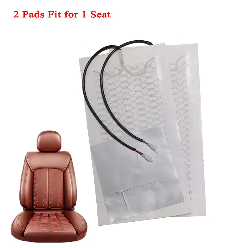 Universal 12V Car Carbon Fiber Heated Seat Heater Kit Cushion Round Switch  2 Set