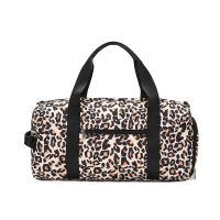 Vintage Large Capacity Leopard Print Sports Yoga Fitness Travel Bag for Women Nylon Waterproof Travel Handbag Female 2022 New