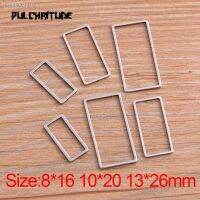 ๑♈ PULCHRITUDE 20Pcs 3 Size Rectangle Charm Stainless Steel Pendant Open Bezels Pressed Resin Frame Mold Bezel DIY Jewelry Making