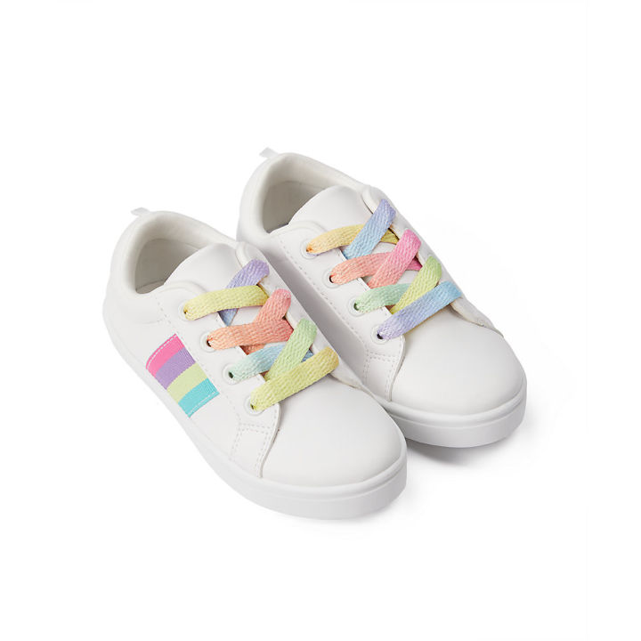รองเท้าผ้าใบเด็ก-mothercare-white-rainbow-trainers-yd019