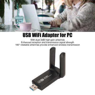 สายคู่อะแดปเตอร์ WiFi 2.4G 5G USB WiFi 6อะแดปเตอร์1800Mbps USB3.0สัญญาณส่งข้อมูลได้แบบเสถียรสีดำวัสดุ ABS สำหรับแท็บเล็ต