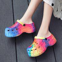 2021 Hot Popular Leopard Shoes Serpentine Small Hole Women High Heel Sandals Cute Slippers Platform Summer Ladies Casual Shoes