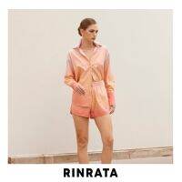 RINRATA - Sander Short กางเกงขาสั้น เอวยางยืด ฟรีไซส์ ผ้าพิมพ์ลาย ดีไซน์พิเศษ สี ส้ม ชมพู ม่วง Gradient Freeszie