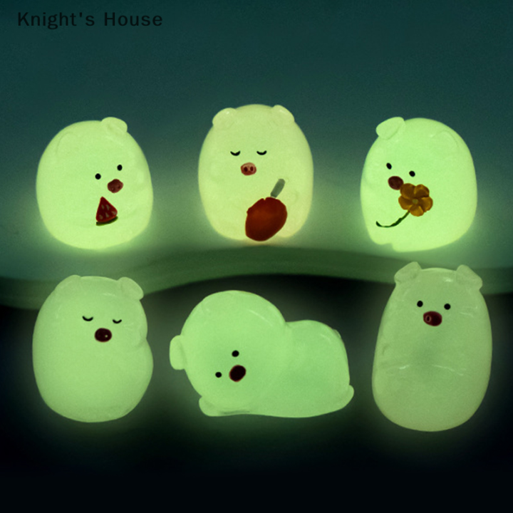 knights-house-เครื่องประดับรูปหมูสีชมพูฟลูออเรสเซนต์น่ารักขนาดเล็กรูปปั้นจิ๋วจิ๋วของตกแต่งบ้านตุ๊กตาภูมิทัศน์ขนาดเล็ก