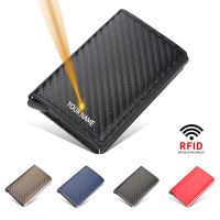 ID Credit Card Holder Case Wallet Anti RFID Blocking for Men Business Carbon Aluminum Slim Mini Small Money Bag Wallets Purse