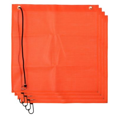 4Pcs 18x18 inch Mesh Safety Flags Orange Warning Flag Bungee Safety Flag Good Visibility Weatherproof Flag with Grommets