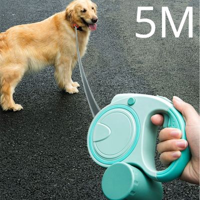 5M Dog Leash Retractable LED Leash for Small Medium Dogs Roulette Nylon Dog Collar Extension With Poop Bags Dog Accessories