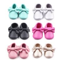 【hot】！ Tassel Baby Shoes Leather Newborn Big Bow Moccasins 0-18 Months