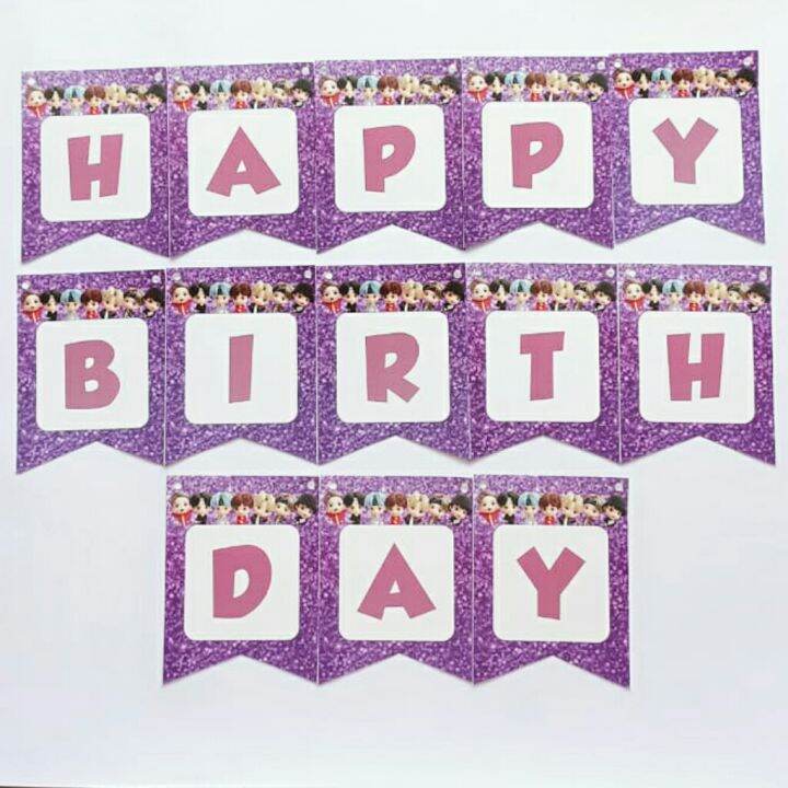 banner flag bunting flag garland flag ulang tahun happy birthday ...