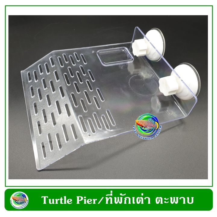 turtle-dock-size-m-ที่พักเต่า-ที่พักตะพาบ-พลาสติกใส-สำหรับเต่า-ตะพาบ-สัตว์ครึ่งบกครึ่ีงน้ำ-ติดข้างกระจก-turtle-pier