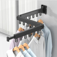 Retractable Cloth Drying Rack Folding Clothes Hanger Wall Mount Indoor &amp; Outdoor Space Saving Aluminum Home Laundry Clothesline