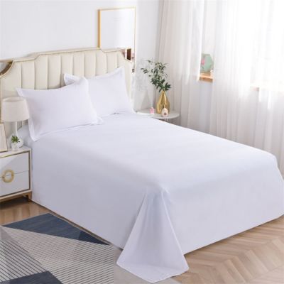 【CW】 1pc Cotton Flat Sheet 19Solid Color Luxury Bed Sheets Soft Bedsheet King Size Linens